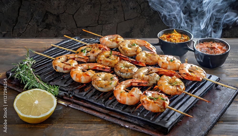 Delicious Fresh Hot Grilled Shrimp Skewers with Cajun Seasoning Perfect for Summer BBQs, Parties, and Family Gatherings