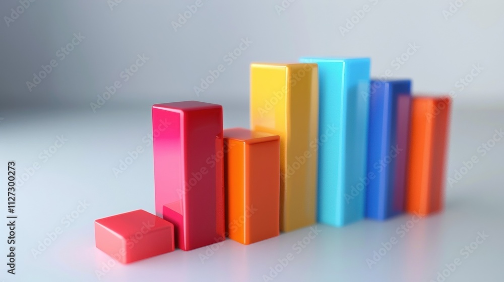 Colorful bar graph illustrating growth in big data analysis, highlighting business expansion, market trends, and financial success while providing ample copy space for additional information Colorful bar graph illustrating growth in big data analysis, highlighting business expansion, market trends, and financial success while providing ample copy space for additional information