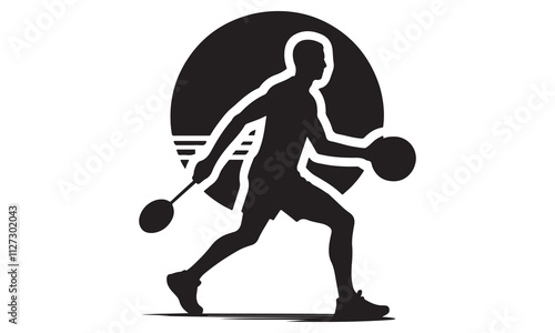 Silhouette of a player with a ball in action