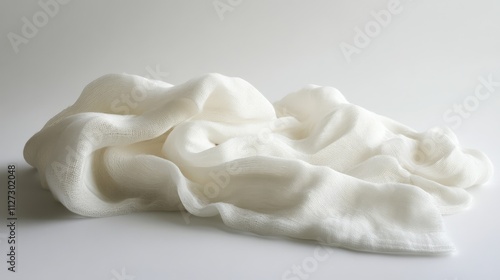 Handcrafted soft white wool fabric draped elegantly, highlighting its texture and natural fibers, suitable for fashion, textiles, home decor, and artisanal products.