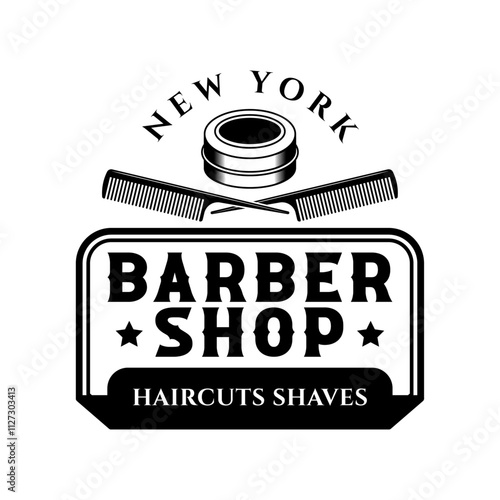 Barbershop logo sign badge vector isolated. Vintage barbershop logo with retro style vector template. Design element for barber shop, haircut's salon