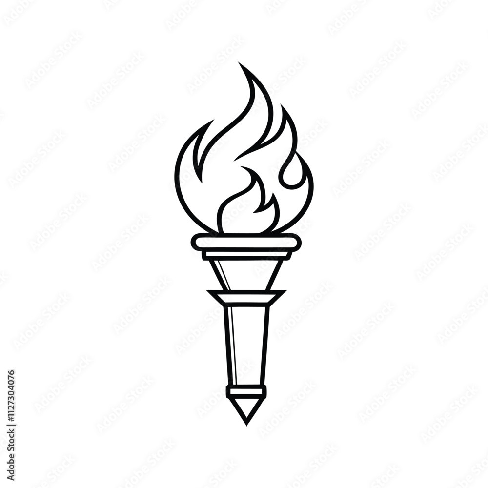 Stylish Flaming Torch Vector Illustration for Symbolic Power, Illumination, and Decorative Design Stylish Flaming Torch Vector Illustration for Symbolic Power, Illumination, and Decorative Design
