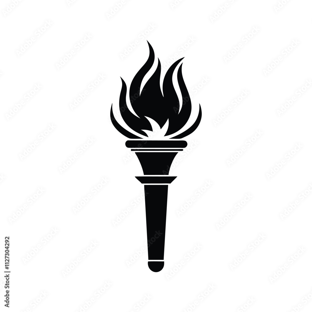 Stylish Flaming Torch Vector Illustration for Symbolic Power, Illumination, and Decorative Design