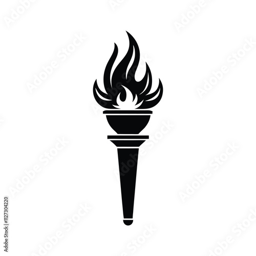 Stylish Flaming Torch Vector Illustration for Symbolic Power, Illumination, and Decorative Design