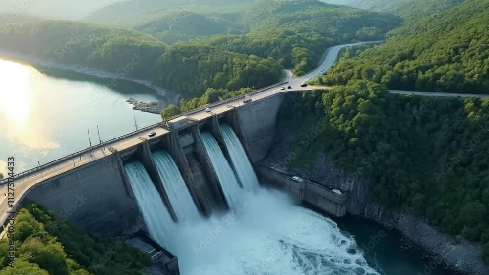 Hydroelectric Dam with Flowing Water and Scenic View
Hydroelectric Dam with Flowing Water and Scenic View