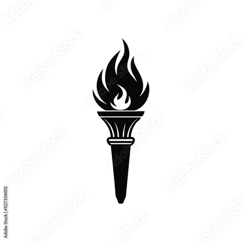 Stylish Flaming Torch Vector Illustration for Symbolic Power, Illumination, and Decorative Design