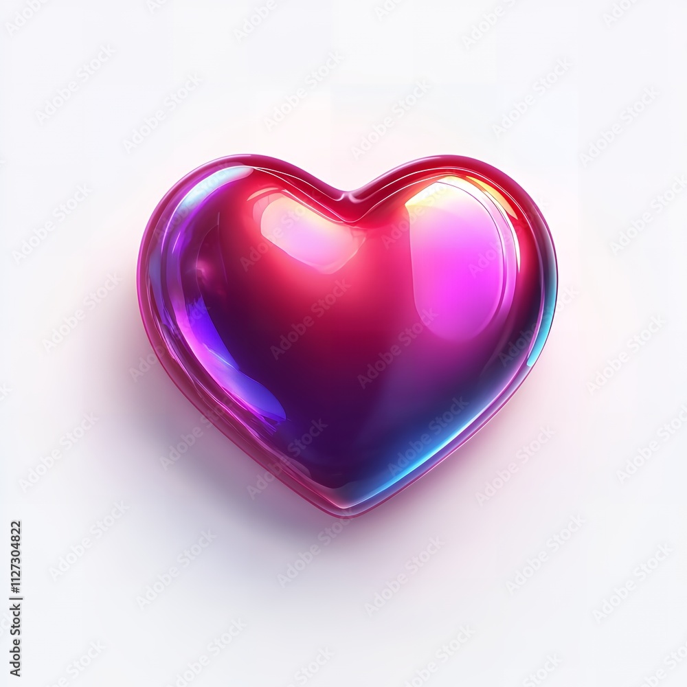 Shiny iridescent heart, pink and purple hues. Shiny iridescent heart, pink and purple hues.