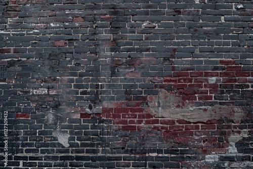  Dark red wall of old abandoned industrial building. Detailed photo textured background photo