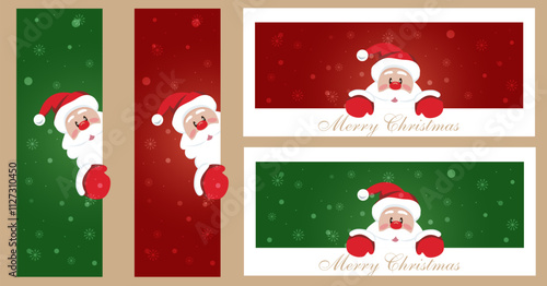 Festive Christmas banners with grandfather frost. New Year vector illustration photo