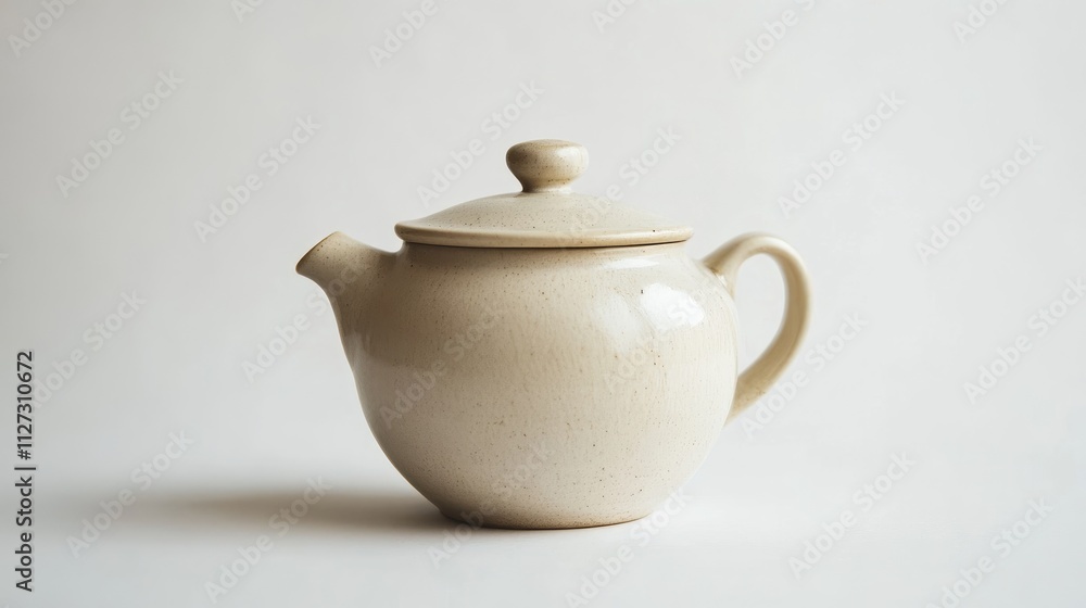 Classic ceramic teapot with a lid on a clean white background for elegant kitchen and dining decor imagery. Classic ceramic teapot with a lid on a clean white background for elegant kitchen and dining decor imagery.