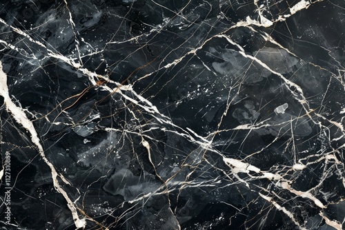  Black kitchen marble top pattern with white veins. Detailed photo textured background