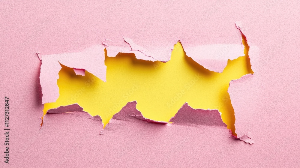 Beta version symbol on ripped pink paper revealing yellow background Conceptual design with copy space for innovative technology themes Beta version symbol on ripped pink paper revealing yellow background Conceptual design with copy space for innovative technology themes
