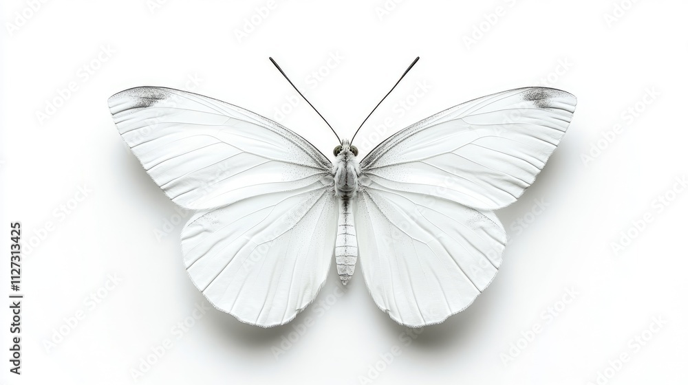 Elegant white butterfly isolated on a clean background showcasing intricate wing patterns and natural beauty in minimalistic design. Elegant white butterfly isolated on a clean background showcasing intricate wing patterns and natural beauty in minimalistic design.