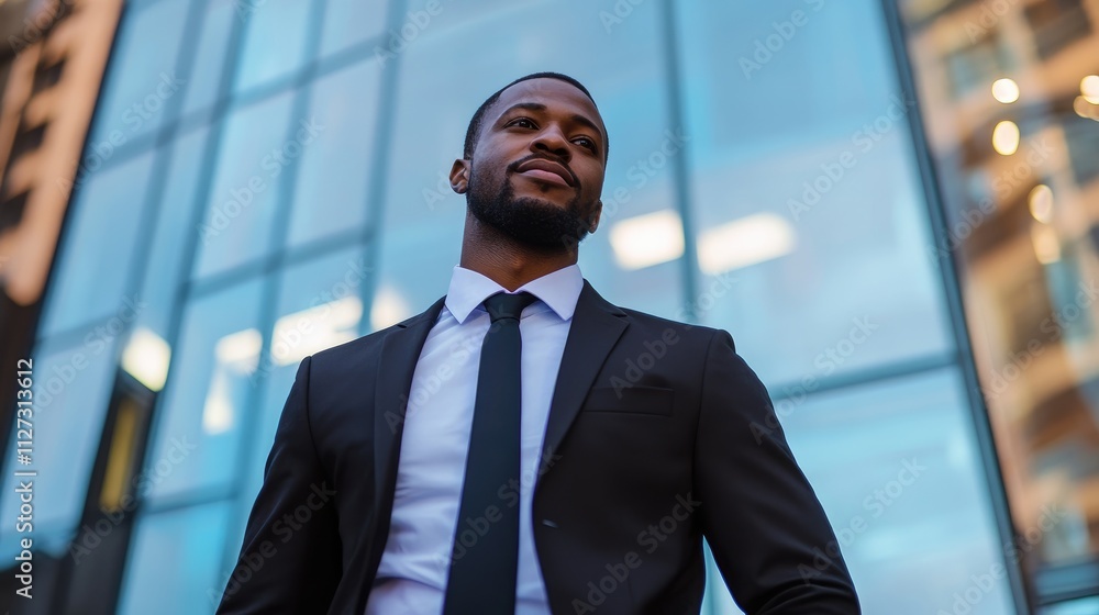 Corporate professional representing customer relationship management with a confident demeanor in an urban setting. Corporate professional representing customer relationship management with a confident demeanor in an urban setting.