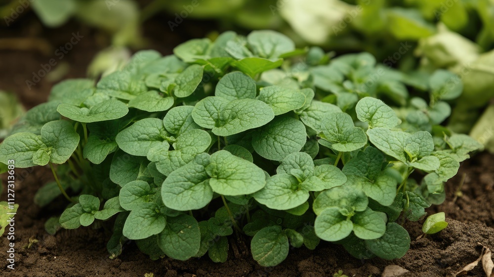 Ageratum conyzoides Bandotan agricultural weed foliage in a garden setting showcasing lush green leaves and healthy growth. Ageratum conyzoides Bandotan agricultural weed foliage in a garden setting showcasing lush green leaves and healthy growth.