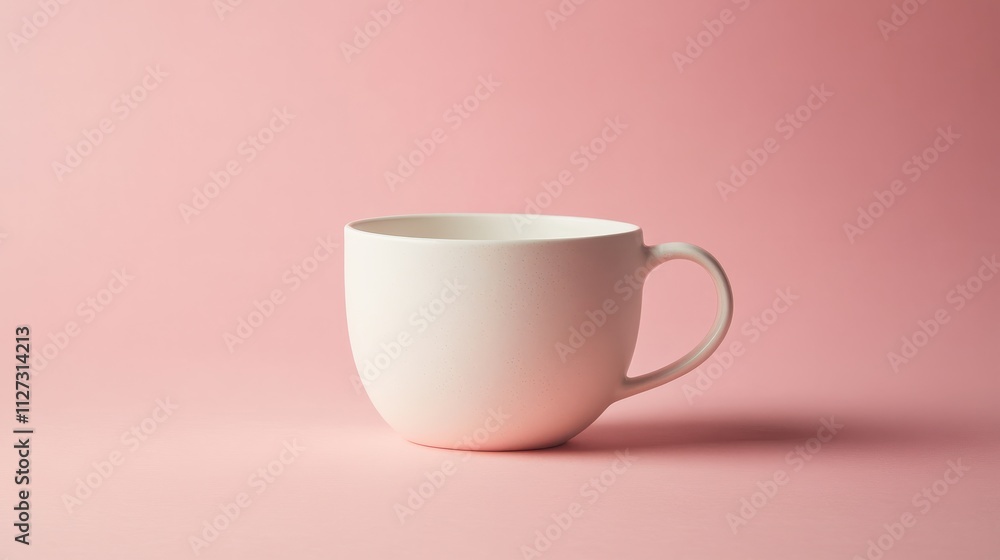Minimalistic white ceramic coffee mug isolated on a plain background, perfect for branding or graphic design mockups. Minimalistic white ceramic coffee mug isolated on a plain background, perfect for branding or graphic design mockups.