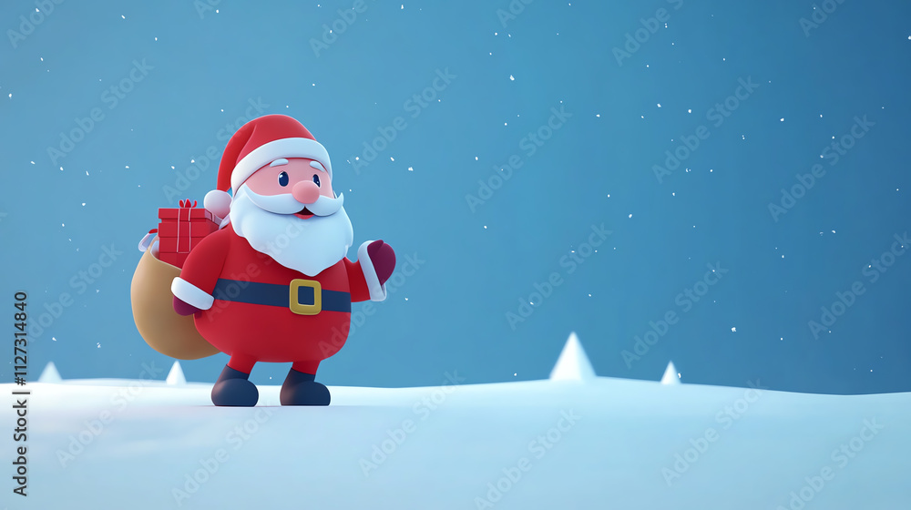 Santa Claus carrying a sack of presents flat design front view winter holidays theme animation vivid Santa Claus carrying a sack of presents flat design front view winter holidays theme animation vivid