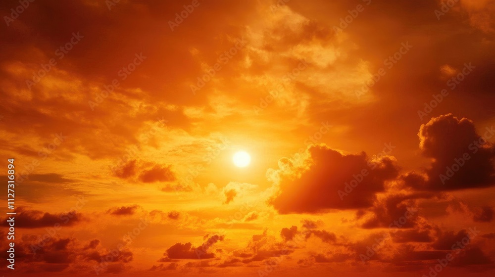 Vibrant Dusk Sunset Sky Over Calm Sea with Colorful Clouds and Golden Light Perfect for Nature and Landscape Backgrounds Vibrant Dusk Sunset Sky Over Calm Sea with Colorful Clouds and Golden Light Perfect for Nature and Landscape Backgrounds