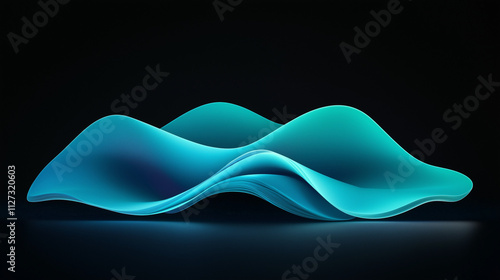 3D render hard paper wave lines, black background, vector illustration, minimalist design style
