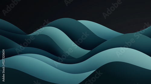 3D render hard paper wave lines, black background, vector illustration, minimalist design style