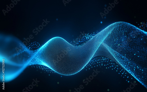 3D render simple wave network lines, black background, vector illustration, minimalist design style