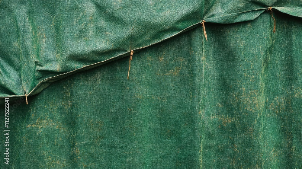 Naklejka premium Green tarpaulin texture of a tent showcasing outdoor recreation and camping elements perfect for adventure and leisure themed projects