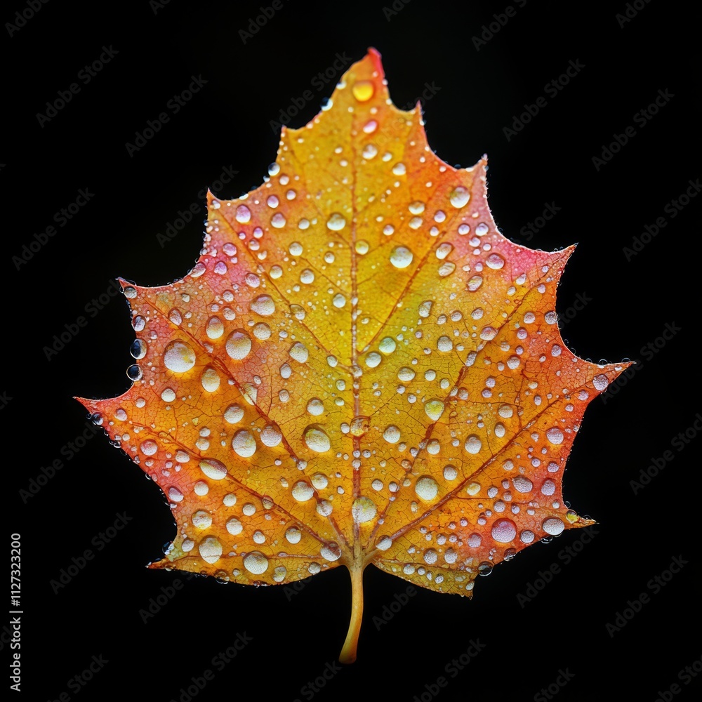 Fototapeta premium Autumn leaf with water droplets.