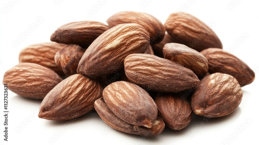 Delicious chocolate with whole and chopped almonds arranged aesthetically on a light background Delicious chocolate with whole and chopped almonds arranged aesthetically on a light background