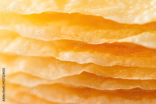 Close-up of crispy layered phyllo dough dessert photo