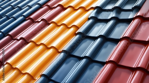 Wallpaper Mural Vibrant and textured roof tiles in an array of colors showcasing a unique architectural design and decorative appeal. Torontodigital.ca