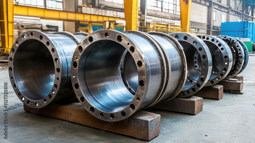 Flange Components for Large Diameter Water Pipe Connection in Industrial Setting Flange Components for Large Diameter Water Pipe Connection in Industrial Setting