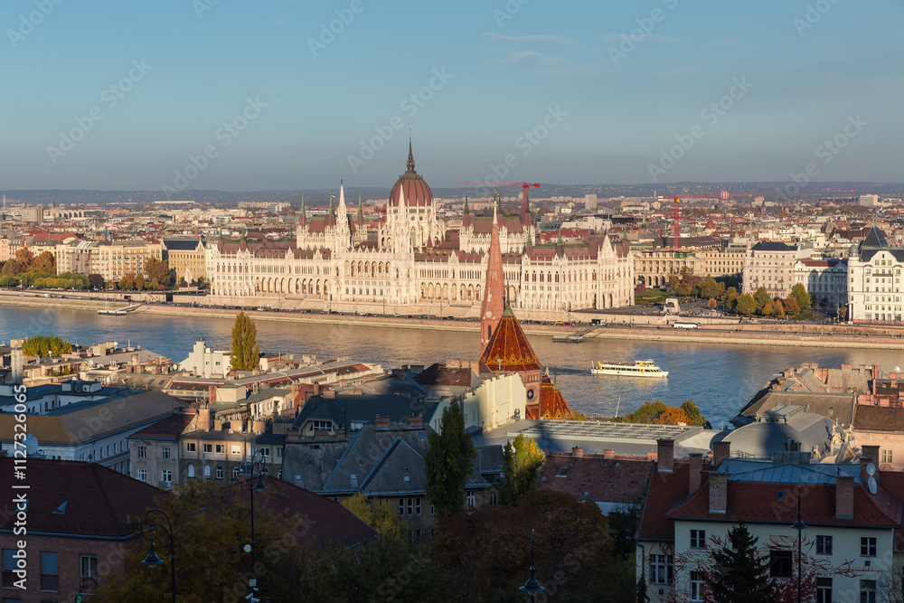 Fototapeta premium Hungarian Parliament Building, view from the Fisherman’s Bastion, Budapest