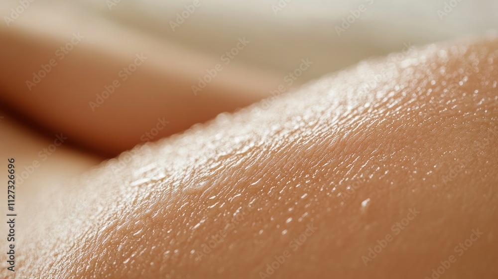 Fototapeta premium Close-up of hydrated skin showing natural texture and moisture emphasizing skin care and health benefits for preventing stretch marks