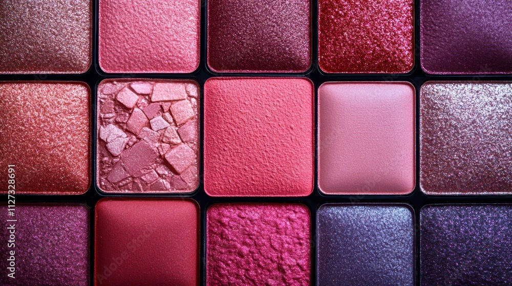 Fototapeta premium Colorful Array of Eyeshadow Palettes Showcasing Vibrant Hues and Artistic Design Elements