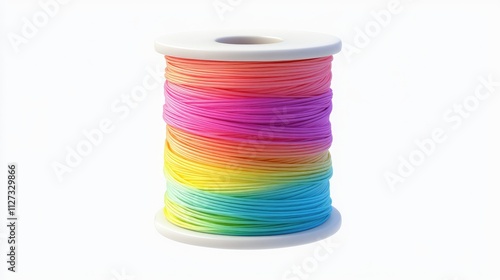 Colorful thread spool vibrant gradient sewing supplies crafting materials photo