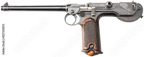 Fotografía Studioaufnahme einer Borchardt C 93 DWM historischen Pistole Kurzwaffe auf freig