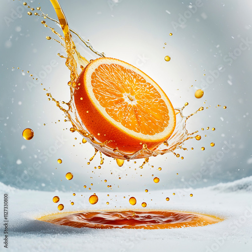 Dynamic Citrus Splash Capturing Freshness and Energy