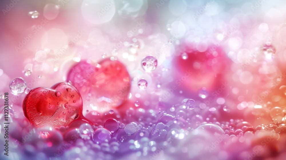 Floating soft pink and red hearts on a blurred pastel background for valentine s day celebration Floating soft pink and red hearts on a blurred pastel background for valentine s day celebration
