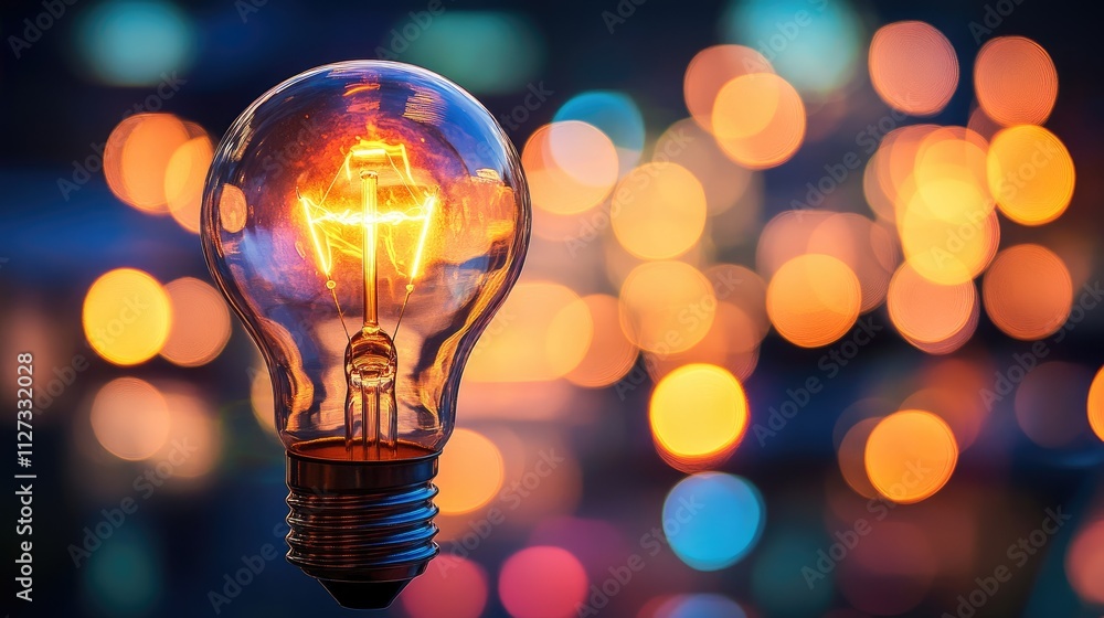 Creative business strategy concept with glowing light bulb representing innovative ideas and digital marketing solutions in a vibrant environment Creative business strategy concept with glowing light bulb representing innovative ideas and digital marketing solutions in a vibrant environment