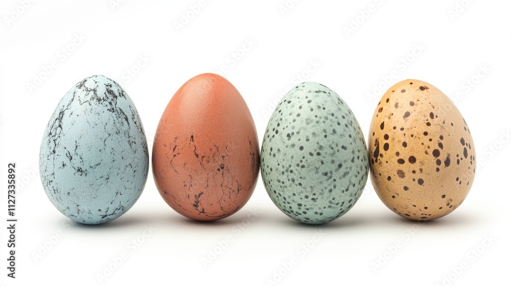 Colorful Easter eggs in pastel shades arranged on a white background perfect for seasonal decorations or holiday themes Colorful Easter eggs in pastel shades arranged on a white background perfect for seasonal decorations or holiday themes