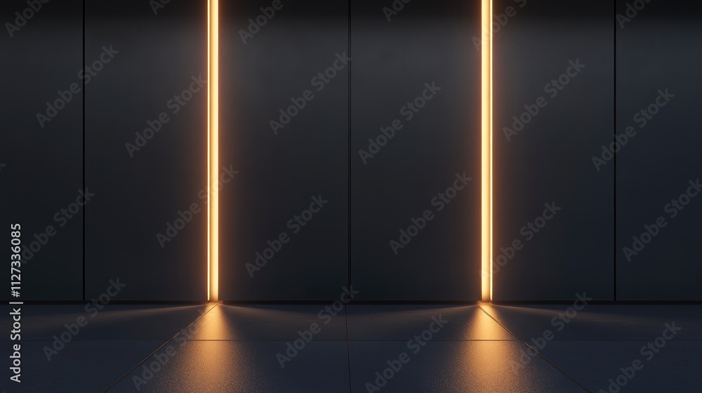 Modern minimalist wall with ambient night lighting and sleek design elements for contemporary interior aesthetics Modern minimalist wall with ambient night lighting and sleek design elements for contemporary interior aesthetics