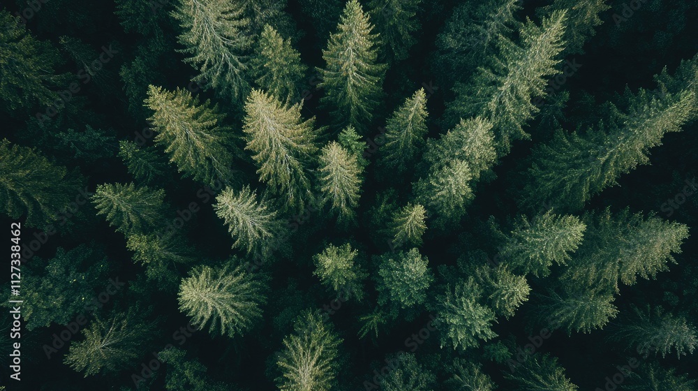 Aerial view of lush evergreen trees in the rainforest of Vancouver Island showcasing nature's rich green tapestry Aerial view of lush evergreen trees in the rainforest of Vancouver Island showcasing nature's rich green tapestry