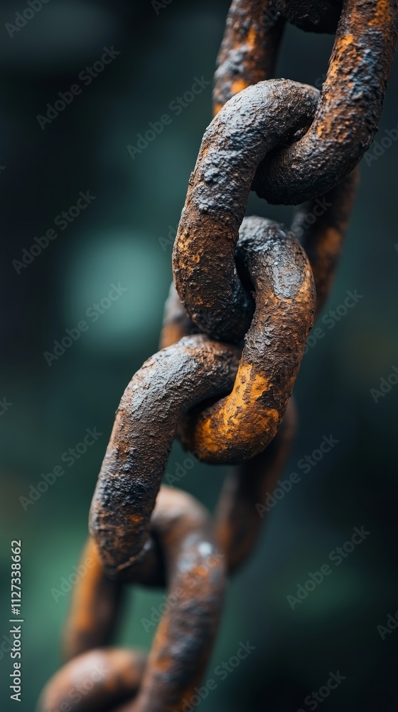 Rusty metal chain with corrosion and textured surface for industrial and vintage design concepts Rusty metal chain with corrosion and textured surface for industrial and vintage design concepts