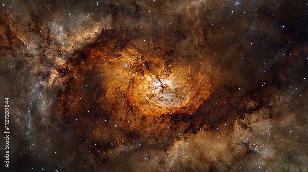 Fototapeta premium Galactic core of the Milky Way with vibrant colors and cosmic dust showcasing the beauty of the universe and stellar formation activities.