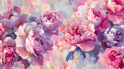A painting of a bouquet of pink flowers