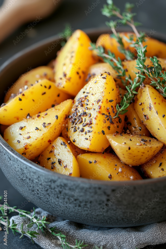 Greek potatoes with herbs. AI generative. Greek potatoes with herbs. AI generative.