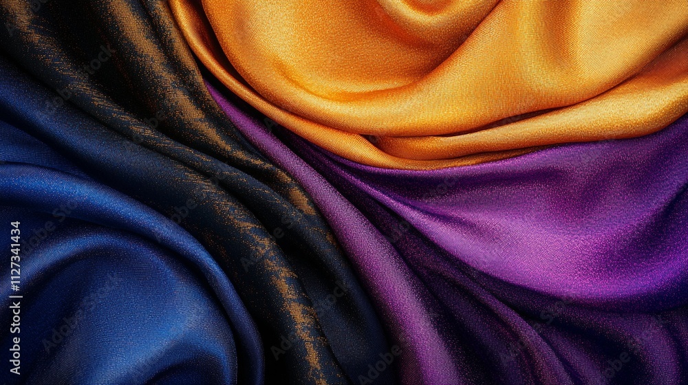 Fototapeta premium A diverse assortment of raw textiles including silk and wool, displayed in an arrangement that emphasizes texture and color.