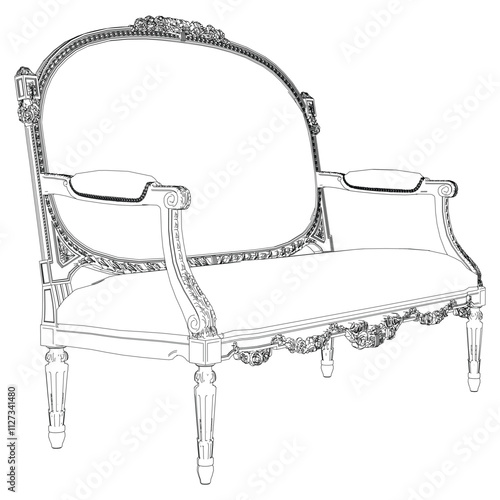 Continuous Line Art of Sofa – Classic Furniture and Interior Design Illustration