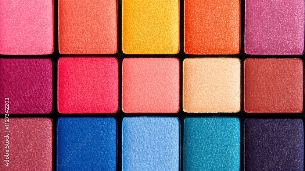 Colorful Array of Vibrant Cosmetic Squares Showcasing Artistic Design and Modern Aesthetics Colorful Array of Vibrant Cosmetic Squares Showcasing Artistic Design and Modern Aesthetics