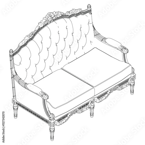 Vintage sofa vector set. Baroque and classic style sketches for luxurious home interiors. Ideal for traditional furniture enthusiasts.